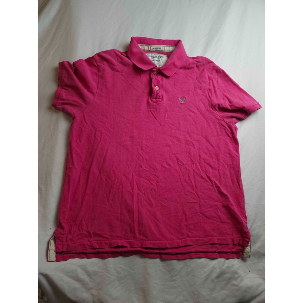 American Eagle Eagle Polo Mens XL Pink Vintage Fit Short Sleeve Casual Shirt